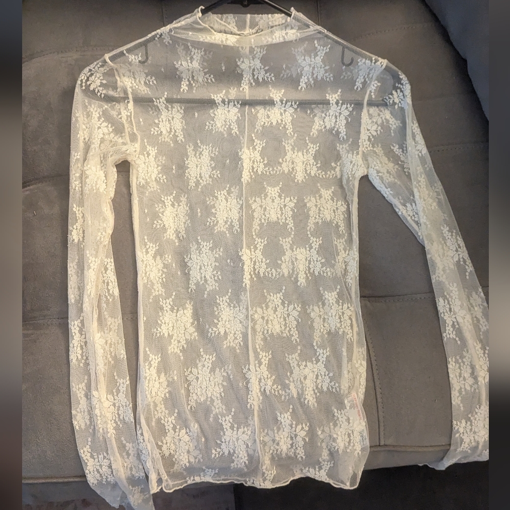 Free People Lady Lux Cream Lace Top - Picture 2 of 4